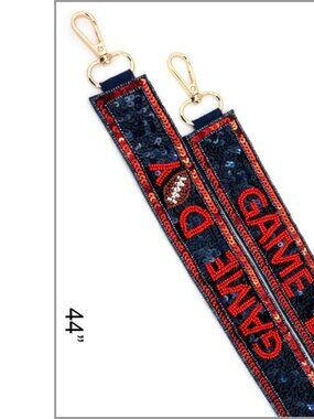 Game Day handbag strap navy and red